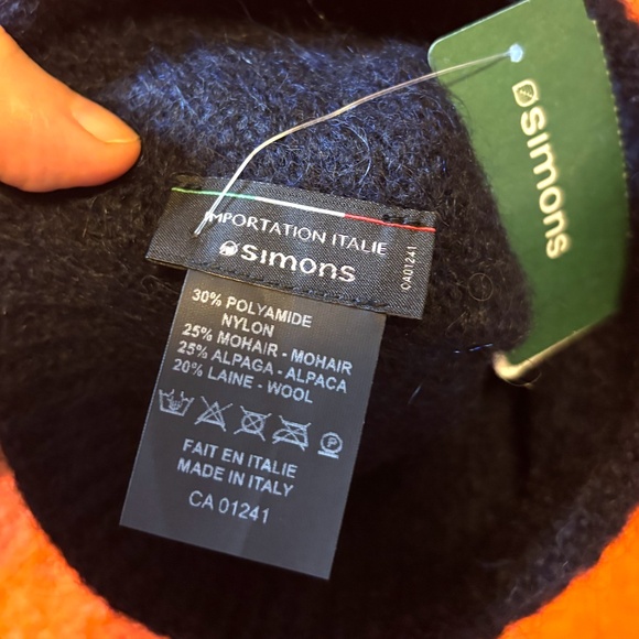 Navy midnight blue wool alpaca mohair made hat beanie tuque in Italy NWT - Picture 5 of 7